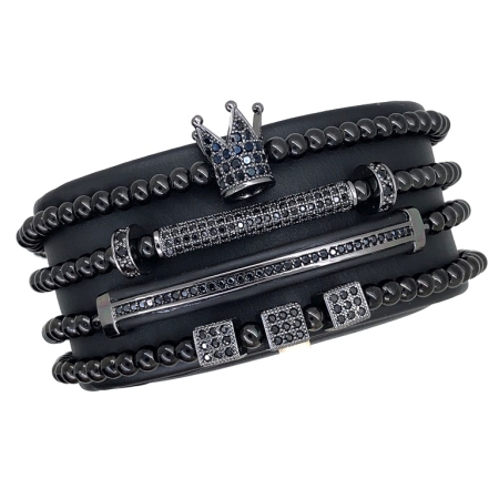 BRATARI BARBATI - Luxury Set All Black 4 Brooks Bracelets