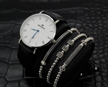 Luxury Set Silver Watch&Brooks Bracelets [3]
