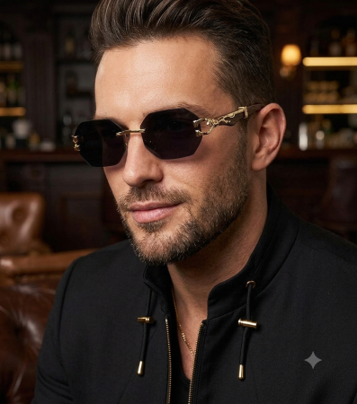Ochelari Brooks Black Hexagonal Gatopardo [1]