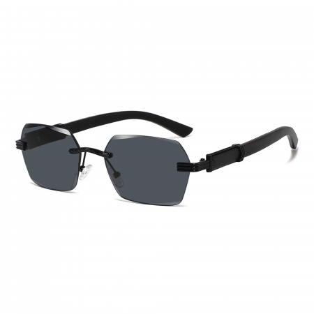 OCHELARI BROOKS - Ochelari Brooks Hexagonal Black Rimeless Mahon Arms