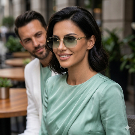 Ochelari Brooks Hexagonal Green Lens Gatopardo [1]