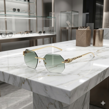 Ochelari Brooks Hexagonal Green Lens Gatopardo [2]
