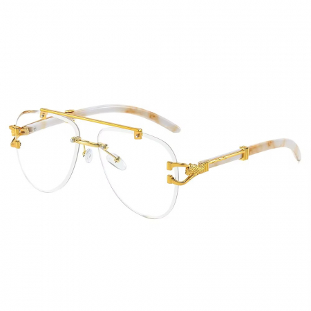 FEMEI - Ochelari Brooks Rimeless Aviator GoldWhite Luxury