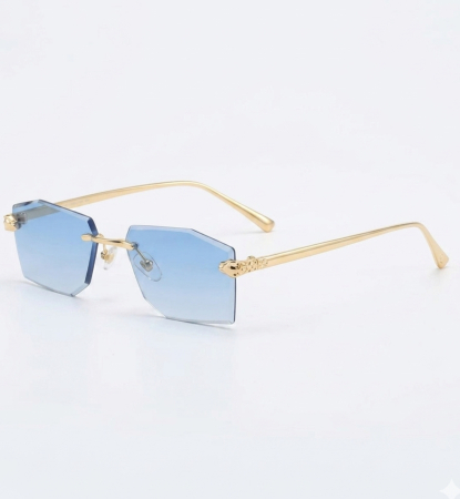 BARBATI - Ochelari Brooks Rimeless Hexagonal Blue Gatopardo