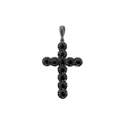 PANDANTIVE ARGINT - Pandantiv Argint 925 Cruce Angelica Full Black