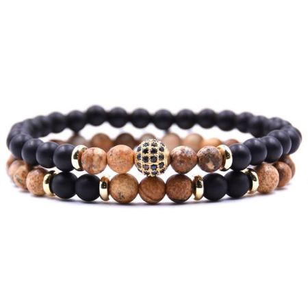 BRATARI PIETRE NATURALE - Set 2 Bratari Brooks Agate Maro