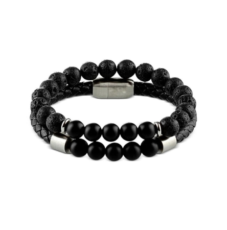 BRATARI PIETRE NATURALE - Set 2 Bratari Brooks Black Vesuvio