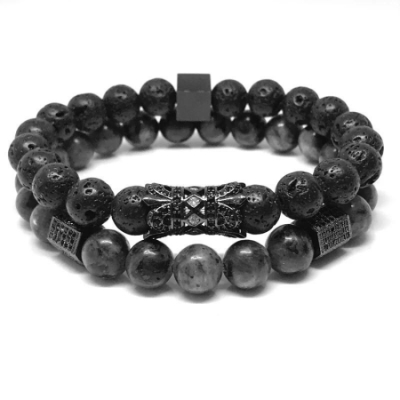 BRATARI PIETRE NATURALE - Set 2 Bratari Brooks Black Volcano