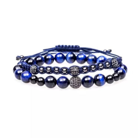 BRATARI PIETRE NATURALE - Set 2 Bratari Brooks Blue Stones Marcus