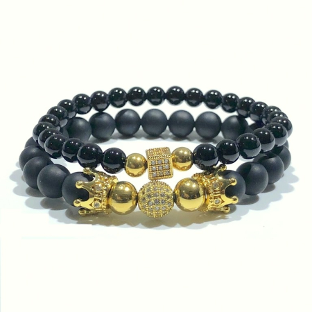 BRATARI PIETRE NATURALE - Set 2 Bratari Brooks Gold Brave