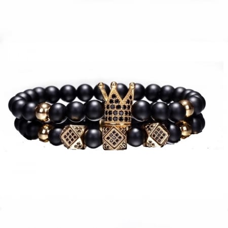 BRATARI PIETRE NATURALE - Set 2 Bratari Brooks Gold Crown