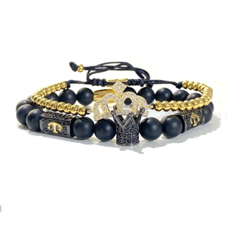 BRATARI CUPLURI - Set 2 Bratari Brooks GoldBlack Kings - Cupluri