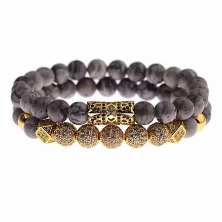 PROMOTII - Set 2 Bratari Brooks Gray Agate Imperator