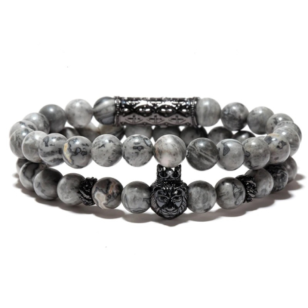 BRATARI PIETRE NATURALE - Set 2 Bratari Brooks Gray Agate Kings