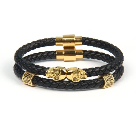 BRATARI PIELE - Set 2 Bratari Brooks Leather Gold Skull