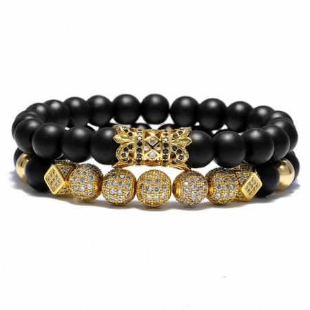 BRATARI PIETRE NATURALE - Set 2 Bratari Brooks Luxury White Zircon