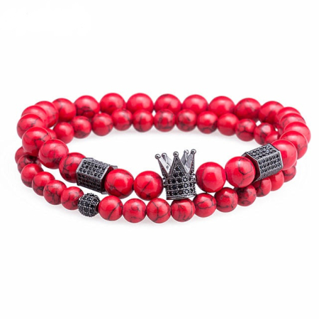 BRATARI PIETRE NATURALE - Set 2 Bratari Brooks Red Agate