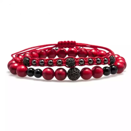 BRATARI PIETRE NATURALE - Set 2 Bratari Brooks Red Choice