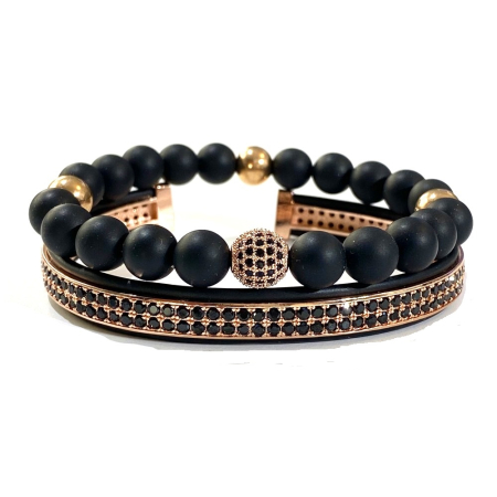 BRATARI PIETRE NATURALE - Set 2 Bratari Brooks Rose Gold Bangle