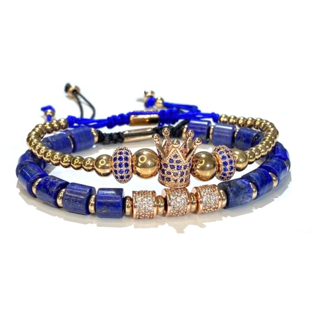 BRATARI PIETRE NATURALE - Set 2 Bratari Brooks Rose Gold Lapis Lazuli
