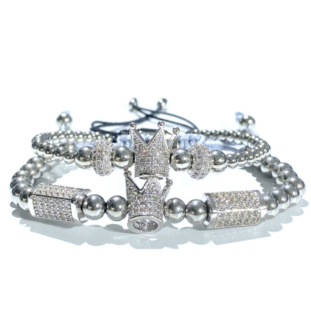 BRATARI CUPLURI - Set 2 Bratari Brooks Silver Crown