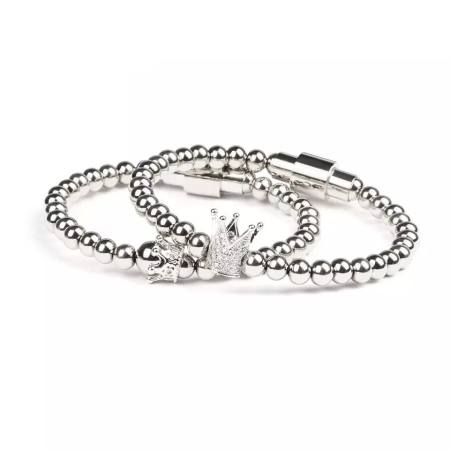 SETURI SILVER - Set 2 Bratari Brooks Silver Crowns