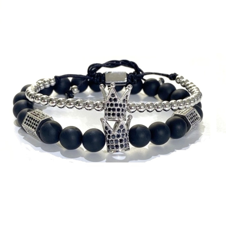 BRATARI CUPLURI - Set 2 Bratari Brooks Silver  Kings - Cupluri