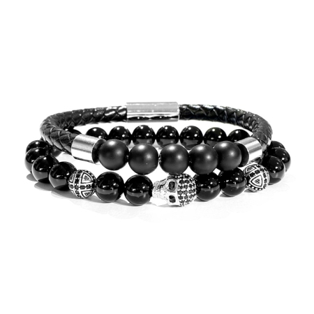 BRATARI PIETRE NATURALE - Set 2 Bratari Brooks Skull Edifice
