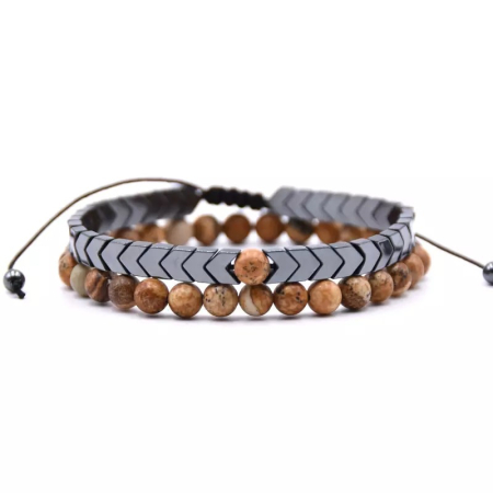 BRATARI PIETRE NATURALE - Set 2 Bratari Brooks Trend Brown Agate