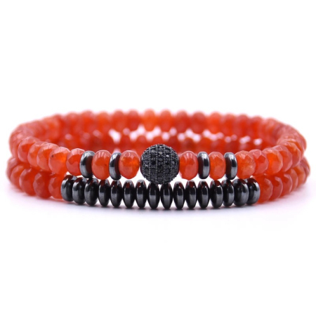 BRATARI PIETRE NATURALE - Set 2 Bratari Dama Red Agate Summer
