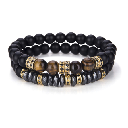BRATARI PIETRE NATURALE - Set 2 Brooks Gold Zircon Elements