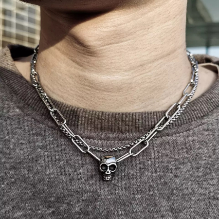 Set 2 Lanturi Brooks Silver Skull [2]