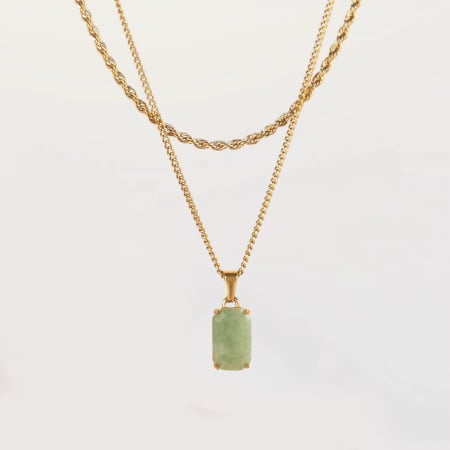 LANTURI - Set 2 Lanturi Gold Jad Stone