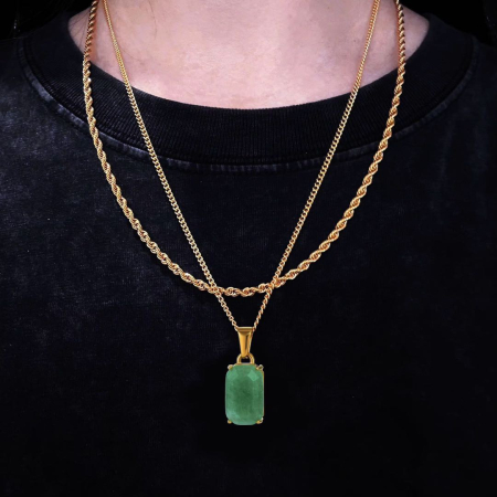 Set 2 Lanturi Gold Jad Stone [1]