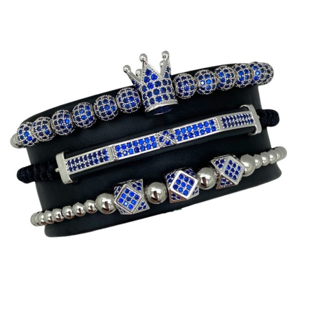 SETURI SILVER - Set 3 Bratari Brooks Blue Imperial Zircon