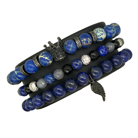 BRATARI PIETRE NATURALE - Set 3 Bratari Brooks Blue Sky Design