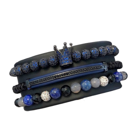 SETURI FULL BLACK - Set 3 Bratari Brooks Blue Zirconium