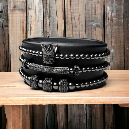 Set 3 Bratari Brooks Full Black Crown [2]