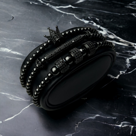SETURI FULL BLACK - Set 3 Bratari Brooks Full Black Crown