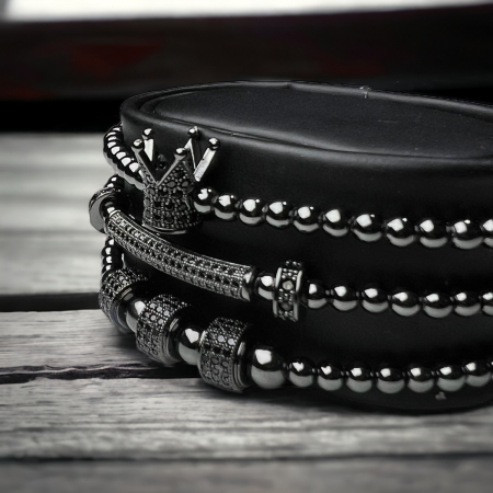 Set 3 Bratari Brooks Full Black Crown [1]