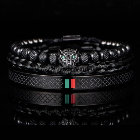 BRATARI LUXURY - Set 3 Bratari Brooks Full Black Gatopardo