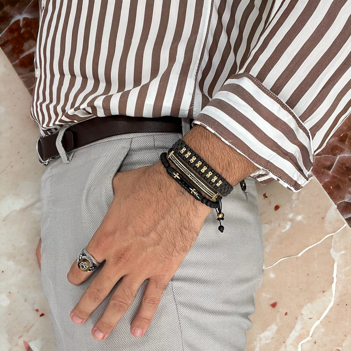 Set 3 Bratari Brooks GoldBlack Stone [2]