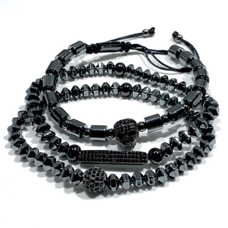 Set 3 Bratari Brooks  Hematit Skull [3]