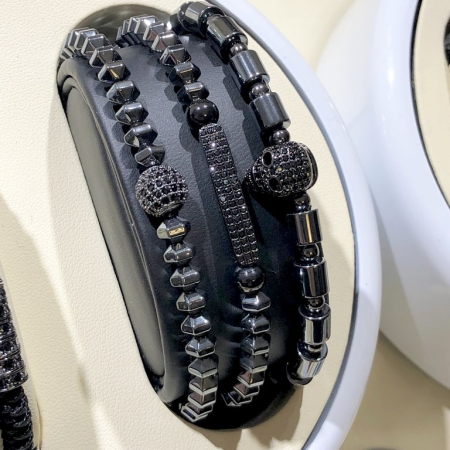 Set 3 Bratari Brooks  Hematit Skull [2]