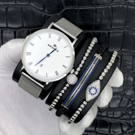 Set 3 Bratari Brooks Imperial Blue & Ceas Brooks Silver Mesh [3]