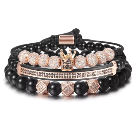 SETURI ROSE GOLD - Set 3 Bratari Brooks Luxury Rose Crown