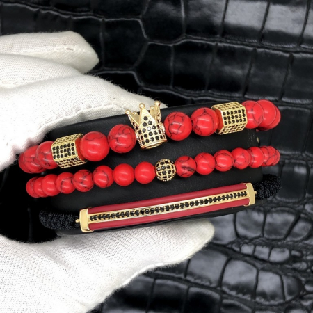 Set 3 Bratari Brooks Red Luxury Agate [1]