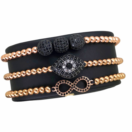 SETURI ROSE GOLD - Set 3 Bratari Brooks Rose Gold Infinity Eye