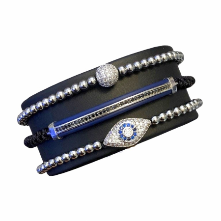 SETURI SILVER - Set 3 Bratari Brooks Silver Blue Lagoon
