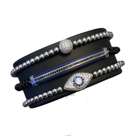 BRATARI - Set 3 Bratari Brooks Silver Woman Blue Ciel